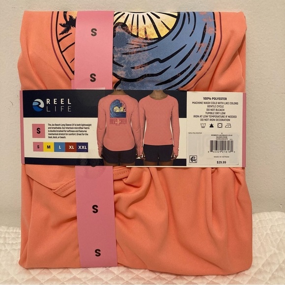 Reel Life Jacks Beach Long Sleeve UV Protection Beach Top Women’s Small Pink - Picture 5 of 6